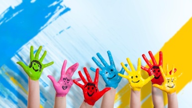childrens painted hands